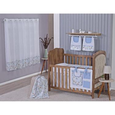 Imagem de Enxoval Bebe Kit Berço Americano Cortina Algodão Menino