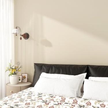 Imagem de Wallderful Papel de parede bege creme natureza moderna papel de parede descasque e cole grosso autoadesivo cor sólida papel de contato para armários e gavetas de quarto forro de prateleira sala de