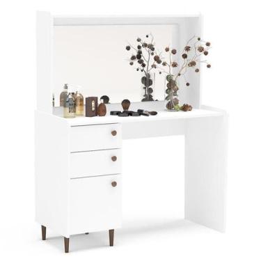 Imagem de Penteadeira Camarim 1 Porta 2 Gavetas Branco Pés Palito - LYAM DECOR
