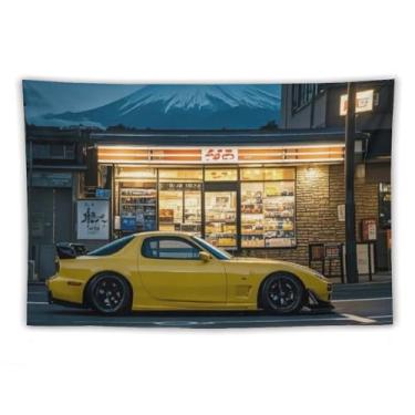 Imagem de HouLaiZhe JDM Tapeçaria de carro clássica Jdm Rx7 suporte de carro esportivo Fuji para pendurar na parede quarto decoração de casa tapeçarias estética piquenique decoração de parede arte de parede