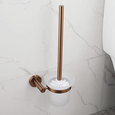 Imagem de HHHJQFAAT Kit de acessórios de banheiro, toalheiro de ouro rosa escovado, escova de vaso sanitário, rack de lenços, gancho de casaco, anel de toalha, cesta de armazenamento banheiro (cor: anel de