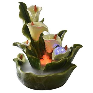 Imagem de Fontes internas criativo presente de casamento desktop paisagem fonte interior decoração quarto resina desktop circulação fonte de flor anti-real fonte de água (cor: A) (C )