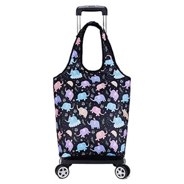 Imagem de Bolsa dobrável para carrinho de compras de liga de alumínio com 4 rodas destacável, resistente, portátil, 2 em 1, para supermercado, viagem, piquenique, escada, carrinho leve e durável