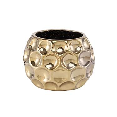 Imagem de U5GAAALPPQ9 Vaso decorativo vaso dourado europeu boca grande arranjo de flores suculentas vaso de mesa decoração sala de estar vaso art deco decoração vaso de flores (cor: B2) (B2) (B2)