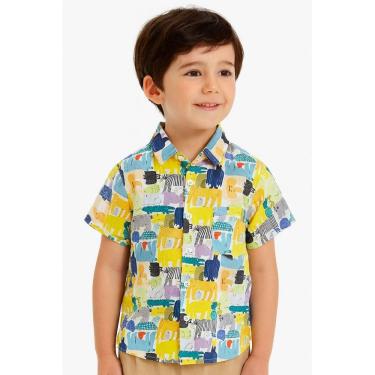 Imagem de Camisa Infantil Estampada com Botões e Gola Clássica Meninos