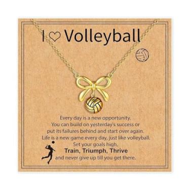 Imagem de Zurlcdye Colar de vôlei/basquete para treinador de equipe, laço, charmoso e grosso, colar moderno para amantes de esportes, aniversário, joias, acessórios, presentes, Cobre, Sem Pedra Preciosa
