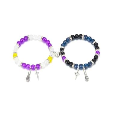 Imagem de SAVITO Pulseiras de amizade combinando Kroean Pop Huntrix para roupas acessórios rumi jinu zoey mira bijuterias de Natal presentes para meninas e crianças, One Size, Vidro, Sem Pedra Preciosa