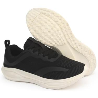 Imagem de Tênis de corrrida academia feminino e Masculino Esportivo Caminhada e dia a dia (Preto/Off, BR, Adulto, Numérico, 34)