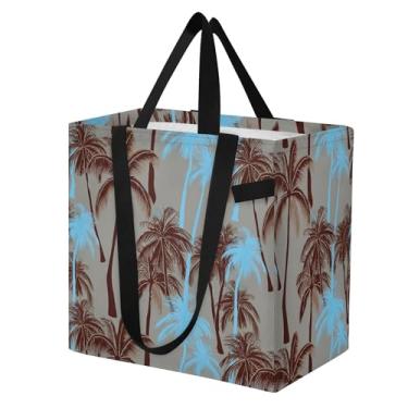 Imagem de SEHANY Sacola reutilizável de folhas de palmeira com alças reforçadas, bolsa de compras de lona dobrável à prova d'água de grande capacidade para viagem, cozinha, praia