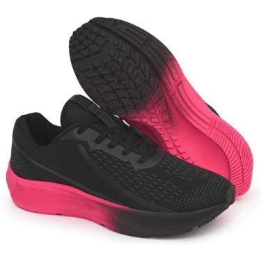 Imagem de Tênis de corrrida academia feminino e Masculino Esportivo Caminhada e dia a dia (Preto/Rosa, BR, Adulto, Numérico, 41)