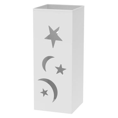 Imagem de KHZSPP Suporte de guarda-chuva de metal, suporte de guarda-chuva quadrado oco com almofada antiderrapante, suporte de bengala para escritório, restaurante, entrada de casa (branco)