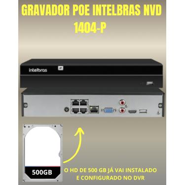 Imagem de Kit 1 Câmera IP Vipc 1230B Intelbras NVD 1404P HD 500GB