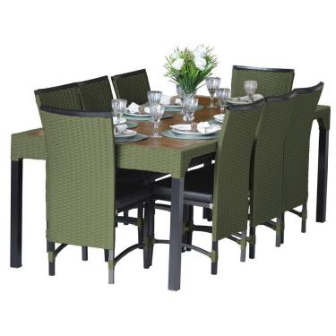 Imagem de 8 Cadeiras Cannes Corda Náutica E Mesa Com Tampo - Trama Verde Musgo