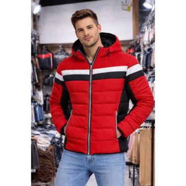 Imagem de Jaqueta Masculina Bobojaco Listras Peluciada Com Capuz Inverno Térmica