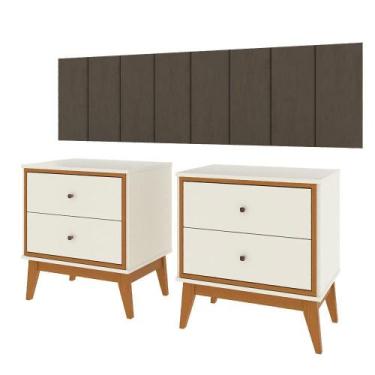 Imagem de Conjunto Quarto Queen Cabeceira Adesiva 1,60 e 2 Mesas de Cabeceira Ar