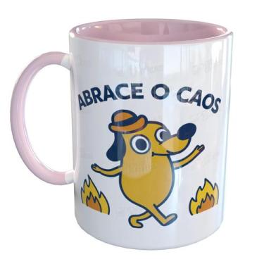 Imagem de Caneca Porcelana Abrace o Caos Engraçada - Pense Canecas, Rosa Claro