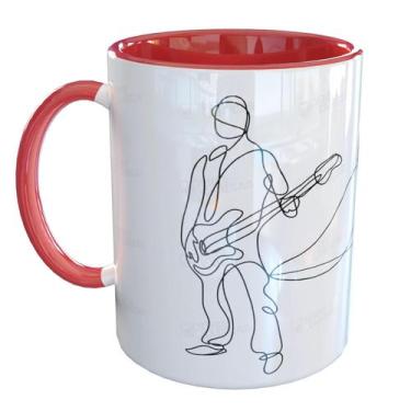 Imagem de Caneca Porcelana Baixista Música Baixo - Pense Canecas, Vermelho