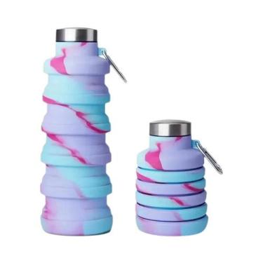 Imagem de Garrafa De Água Portátil Dobrável À Prova De Vazamentos Com Mosquetão 