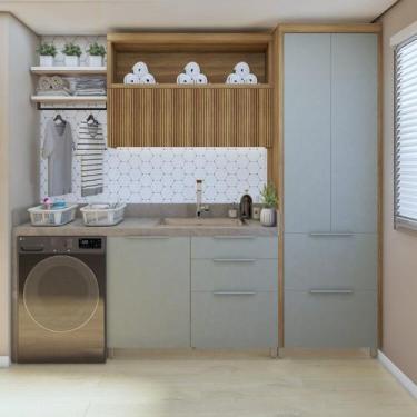 Imagem de Lavanderia Modulada com Armário Aéreo,1 Balcão e 1 Armário Multiuso 10