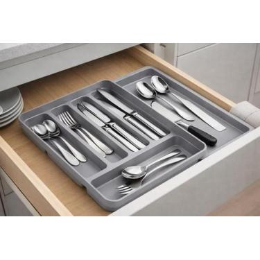 Imagem de Organizador De Talheres 6 Divisórias C/ Extensor Gaveta - OU Plásticos