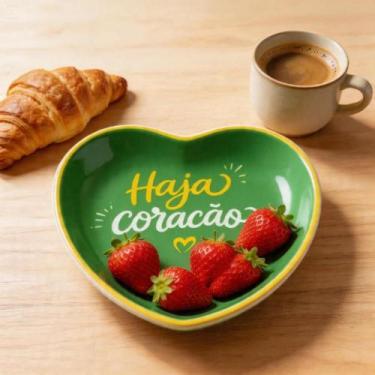 Imagem de Prato De Vidro Coração Petisqueira Haja Coração Brasil Copa Do Mundo D