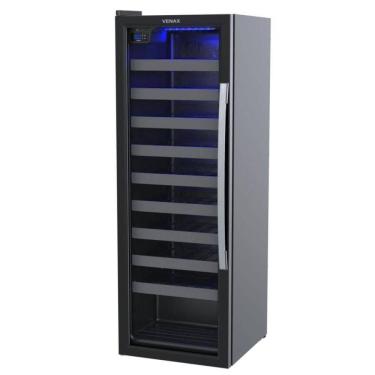 Imagem de Adega Venax Piubella Cave 200L para 50 Garrafas Vidro Duplo Preto Fosco 220V