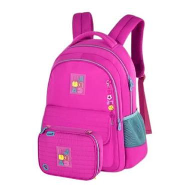 Imagem de Mochila Escolar De Costas Luluca Menina + Estojo Box, Rosa