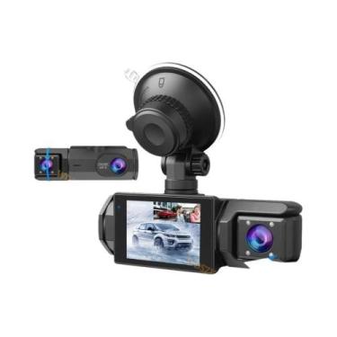 Imagem de Câmera Veicular WiFi 1080P Com 3 Lentes, Visão Dianteira E Traseira, V