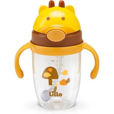 Imagem de Copo Infantil Tritan com Alça e Canudo 300ml Lillo 12+ Meses, Girafa