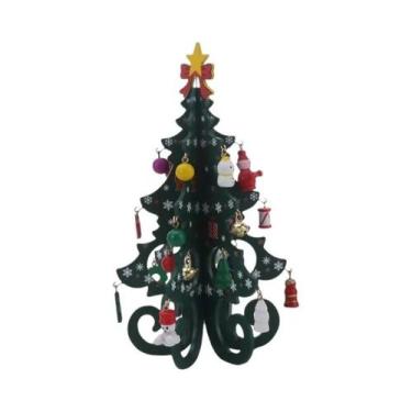 Imagem de Árvore De Natal Estéreo De Madeira Feita À Mão Branca Verde Dourada De