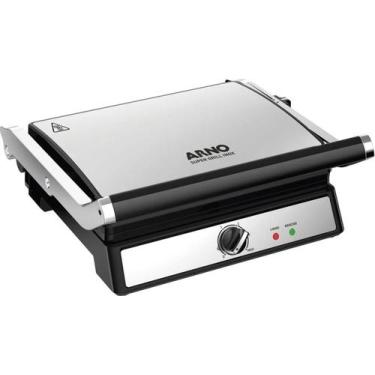 Imagem de Sanduicheira Super Grill Arno GGRA de Inox com Abertura 180 Antiaderen
