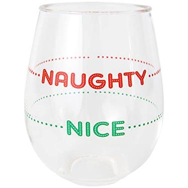 Imagem de C.R. Gibson Copos de vinho QWG2O-22630 Naughty or Nice Acrylic Sem haste para festas de Natal e celebrações, 30 ml