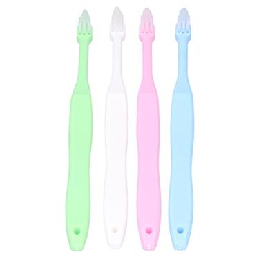 Imagem de Escova de dentes ortodôntica, artigos de higiene pessoal Escova de dentes infantil Limpeza de dentes Escova de dentes portátil prática com quatro cores para viagens ao ar livre para casa