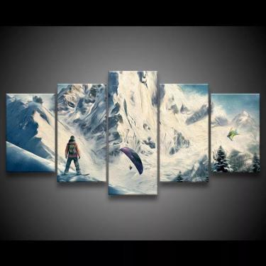 Imagem de Quadro Decorativo 129x63 Sala Quarto Neve Snowboard Esporte