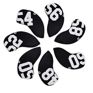 Imagem de Tachiuwa 7 Peças Capa Protetora para Taco de Golfe Capacete de Cunhas Capa Protetora Capa Protetora Universal Durável para Acessórios Ao Ar Livre, Preto