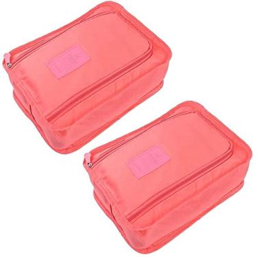 Imagem de Pacote com 2 Sacos de Sapatos de Viagem Saco de Armazenamento de Cosméticos Bolsa de Roupas Portátil à Prova D'água Saco Organizador de Sapatos para Casa Caixa de Sapatos de Bagagem à Prova de Poeira (Rosa)