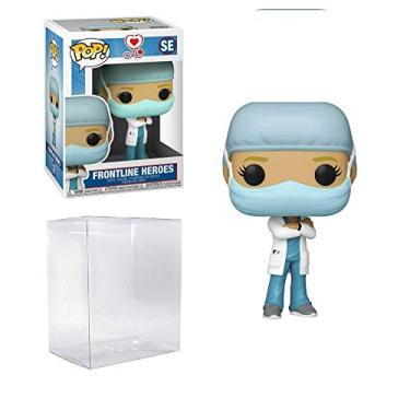 Imagem de Boneco de vinil Pop Heroes #1 da Front Line Worker (equipado com protetor EcoTek para proteger a caixa de exibição)