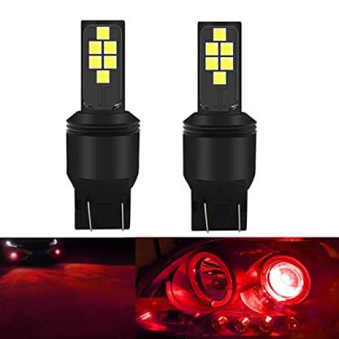 Imagem de SOCAL-LED 7440 7443 Lâmpada de pisca LED vermelho avançada 3030 SMD brilhante colorida DRL lâmpada de freio lanterna traseira de estacionamento, pacote de 2