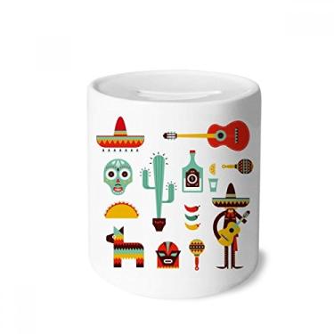 Imagem de DIYthinker Sombrero Tequila Guitar Chili Mexico Elment Money Box Saving Banks Ceramic Coin Case Kids Adults