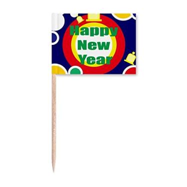 Imagem de Feliz Ano Novo Desejos Palito Bandeiras Marcador Topper Decoração de Festa