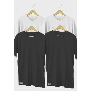 Imagem de Kit 4 Camisetas Masculinas Colomb 100% Algodão Branca e Preta