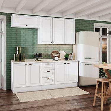 Imagem de Cozinha Compacta com Tampo 4 Peças 8 Portas 3 Gavetas Emily Espresso Móveis Branco Hp