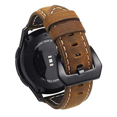 Imagem de Pulseira 22mm Couro BK compatível com Samsung Galaxy Watch 3 45mm - Galaxy Watch 46mm - Gear S3 Frontier - Amazfit GTR 47mm - Amazfit GTR 3 - Marca LTIMPORTS (MARROM)