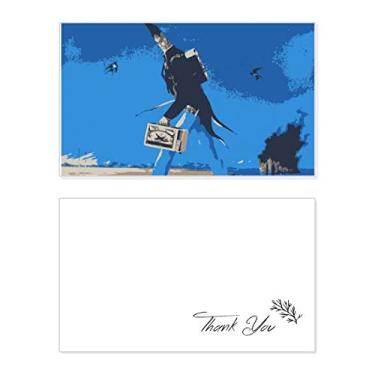 Imagem de Fundo azul de desenho animado ilustração grotesca cartão de agradecimento aniversário aniversário saudação casamento agradecimento