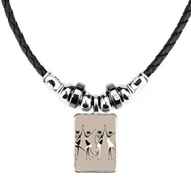 Imagem de DIYthinker Colar de gato Celebrate Party Cheers Joias Torque Pingente de corda de couro