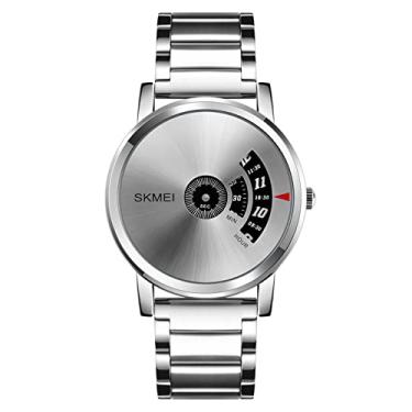 Imagem de SKMEI Relógio de pulso para homens, relógios analógicos de luxo para homens, relógio de pulso exclusivo social masculino com pulseira de aço inoxidável, Prata, prata, 1.81**1.54*0.35inches, Clássico