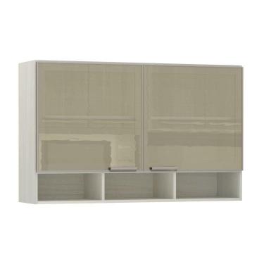 Imagem de Armário Luciane 120cm 2 Portas com Vidro Reflecta Bronze + Nicho Lis