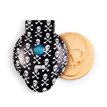 Imagem de DASH Mini máquina de fazer waffle para indivíduos, paninis, hash browns e outros em movimento, café da manhã, almoço ou lanches, com laterais antiaderentes fáceis de limpar, caveira preta de 10 cm