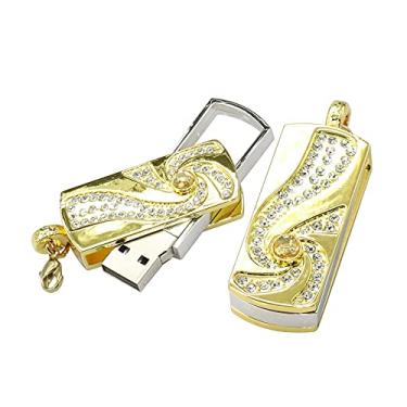 Imagem de Pen Drive USB de formato retangular de 128 GB, unidades USB pen drives USB 2.0 disco pen drive pen drive drive data armazenamento flash disco zip drive USB Stick (dourado)