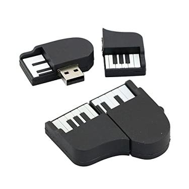 Imagem de Pen Drive USB 2.0 em forma de piano de 64 GB, pen drive, disco U, cartão de memória, armazenamento externo, pendrive, pendrive, pendrive USB, memória flash com corrente (preto)